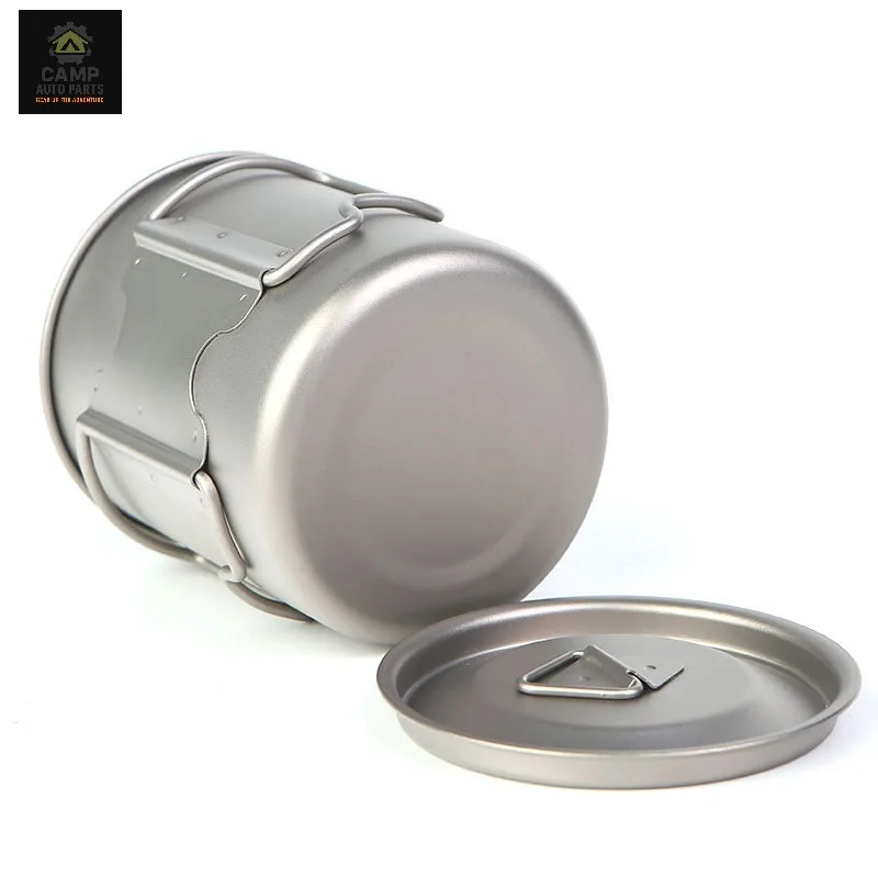 Pure Titanium Camp Cup Factory - Durable construction view. Custom laser engraving logo available for corporate gifts and wholesale orders.